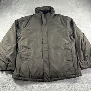 Calvin Klein Bomber Jacket Mens Large Green Coat Hideaway Hood Fleece‎ Lined